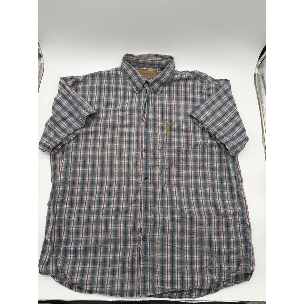 Clearwater Outfitters Vintage Mens XL Blue Plaid Short Sleeve Button Down Shirt